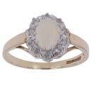 9ct Yellow Gold 0.05ct Diamond and Opal Cluster Ring