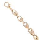9ct Yellow Gold Cubic Zirconia Patterned and Plain Tulip Bracelet 6"