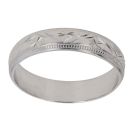 9ct White Gold Patterned Wedding Band 4mm