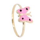 14ct Yellow Gold Pink Enamel Butterfly Ring