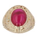 9ct Yellow Gold Red Cabochon College Ring