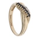 9ct Yellow Gold 0.01ct Diamond and Sapphire Crossover Ring