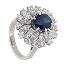 18ct White Gold Sapphire And Diamond Cluster Ring