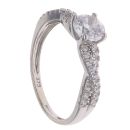 9ct White Gold Cubic Zirconia Solitaire Crossover Ring