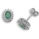 9ct White Gold 0.25ct Diamond & Emerald Stud Earrings