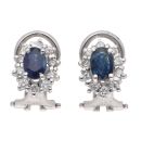 18ct White Gold 0.40ct Brilliant Cut Diamond and Sapphire Cluster Earrings