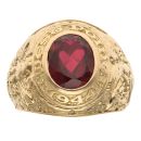 14ct Yellow Gold Created Ruby College Ring