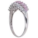9ct White Gold Pink and White Cubic Zirconia Three Row Ring