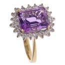 18ct Yellow Gold 0.50ct Brilliant Cut Diamond and Amethyst Cluster Ring