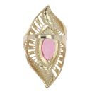 14ct Yellow Gold Cubic Zirconia Pink Gem Swirl Patterned Ring