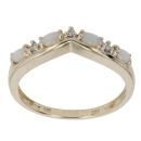 9ct Yellow Gold 0.02ct Diamond and Opal Wishbone Ring
