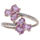9ct Yellow Gold 0.05ct Brilliant Cut Diamond and Pink Sapphire Fancy Ring