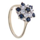 9ct Yellow Gold Sapphire and Cubic Zirconia Cluster Ring
