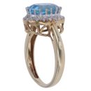 9ct Yellow Gold 0.25ct Diamond and Blue Topaz Cluster Ring