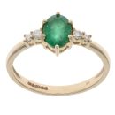 9ct Yellow Gold 0.09ct Diamond and Emerald Ring