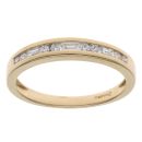18ct Yellow Gold 0.25ct Brilliant and Baguette Cut Diamond Half Eternity Ring