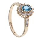 9ct Yellow Gold Cubic Zirconia and Blue Topaz Cluster Ring