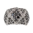 9ct White Gold 1.50ct Brilliant Cut Black And White Diamond Cluster Ring