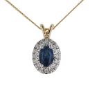 9ct Yellow Gold Certificated Sapphire And Diamond Cluster Pendant 18"