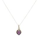 9ct Yellow Gold Purple Gemstone Heart Pendant and Chain 20"