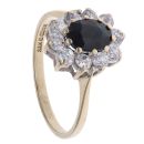 9ct Yellow Gold Cubic Zirconia and Sapphire Cluster Ring