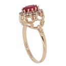 9ct Yellow Gold Ruby and Cubic Zirconia Cluster Ring