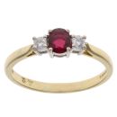 18ct Yellow Gold 0.15ct Brilliant Cut Diamond and Ruby Ring
