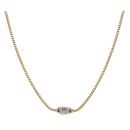 14ct Yellow Gold Monaco Beaded Cubic Zirconia Pave Lock Chain 22"
