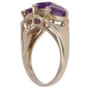9ct Yellow Gold Amethyst and Cubic Zirconia Heart Three Stone Ring