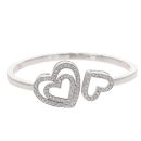 9ct White Gold Cubic Zirconia Heart Hinged Bangle