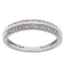 9ct White Gold 0.25ct Brilliant Cut Diamond Two Row Fancy Ring