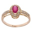 14ct Yellow Gold 0.25ct Brilliant Cut Diamond and Ruby Cluster Ring