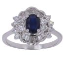 18ct White Gold 0.75ct Diamond and Sapphire Cluster Ring
