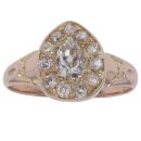 14ct Yellow and Rose Gold 0.75ct Old and Pear Cut Cluster Ring