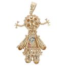 9ct Yellow Gold Multi Gemstone School Girl Pendant