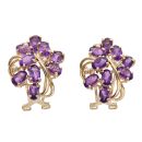 9ct Yellow Gold 0.05ct Diamond and Amethyst Cluster Earrings