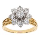 18ct Yellow Gold 1.00ct Diamond Cluster Ring