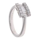 18ct White Gold 0.65ct Baguette and Brilliant Cut Diamond Three Row Fancy Ring