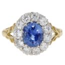 18ct Yellow Gold 0.90cts Diamond And Sapphire Cluster Ring