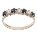 9ct Yellow Gold Cubic Zirconia and Sapphire Half Eternity Ring