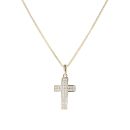 14ct Yellow Gold Child's Cubic Zirconia Cross Pendant & Chain