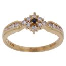 18ct Yellow Gold 0.33ct Brilliant Cut Diamond and Sapphire Cluster Ring