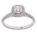 18ct White Gold 0.68ct Diamond Halo Solitaire Ring