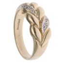 9ct Yellow Gold 0.02ct Diamond Leaf Ring