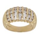 18ct Yellow Gold 1.00ct Brilliant Cut Diamond Fancy Five Row Ring