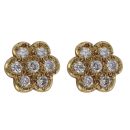 18ct Yellow Gold 0.30ct Diamond Floral Cluster Stud Earrings