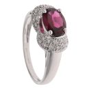 9ct White Gold 0.15ct Diamond And Garnet Ring