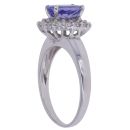 14ct White Gold 0.50ct Brilliant Cut Diamond and Tanzanite Cluster Ring