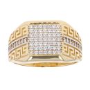 14ct Yellow Gold Cubic Zirconia Greek Key Signet Ring
