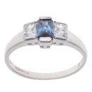 9ct Yellow Gold Sapphire And Cubic Zirconia Three Stone Ring